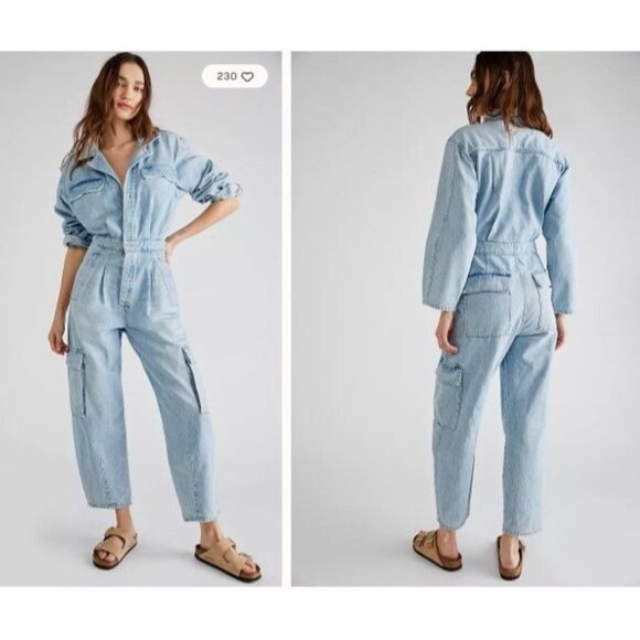 Citizens of Humanity Gema Coveralls Womens 4 Denim Boho Utility Grunge Retor - Picture 1 of 11